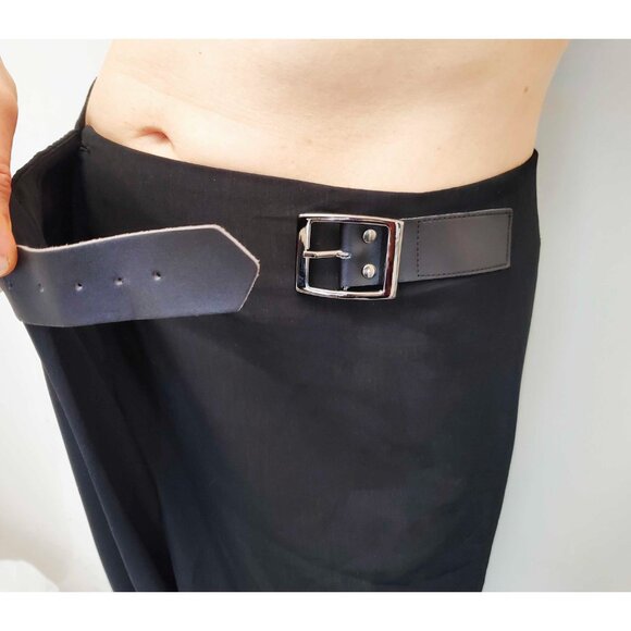 ANARKH Women's Drop Crotch Draped Harem Pants Black Microfiber - Picture 5 of 8